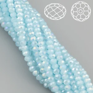 Бусины Swarovski огранка рондель 3х2,5 мм Ø 0,8 мм 38 см (+-160 шт.) Небесный светлый АВ