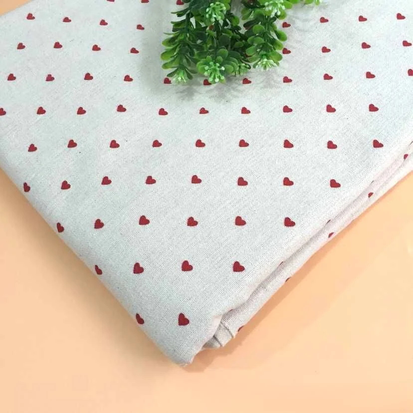 Ткань 55% лен 45% хлопок 160 г/м² 1,5 м 1 м принт Little red heart — изображение 2