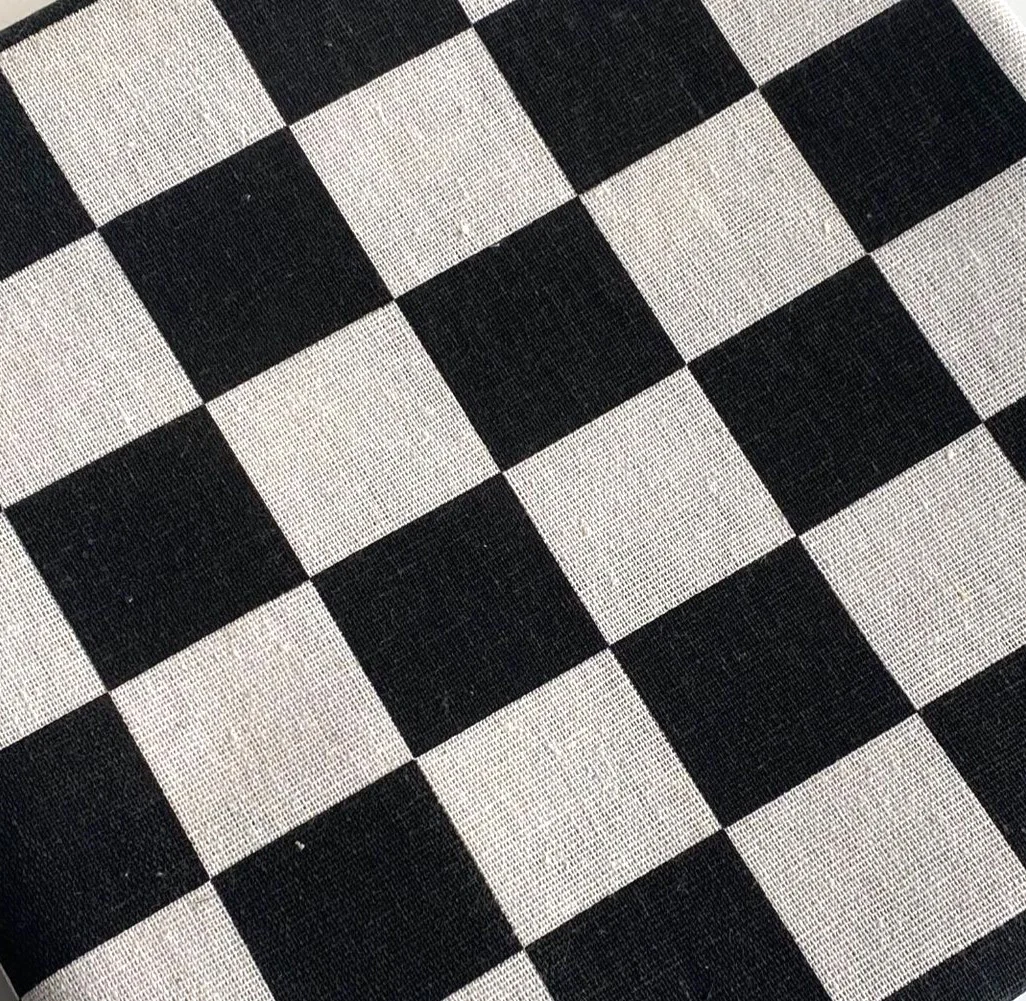 Ткань 55% лен 45% хлопок 160 г/м² 1,5 м 1 м принт Black and white squares