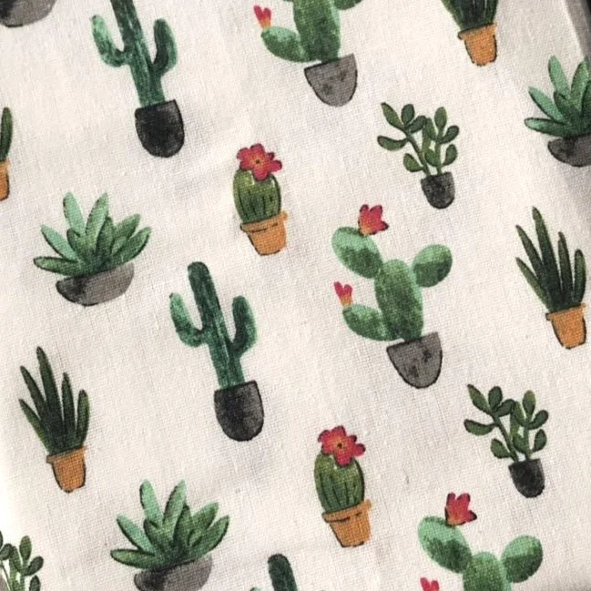 Тканина 55% льон 45% бавовна 160 г/м² 1,5 м 1 м принт Multi-colored cactus