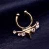 Септум обманка №2 сережки для пірсингу 6 страз 17х17 мм Ø 7,5 мм 1 шт. Золото