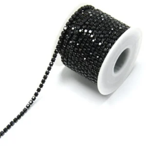 Стразовая цепь ss6 (2 мм) 1 м Jet black