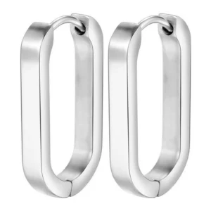Серьги Конго U-shaped нерж.сталь 25х14х3 мм 1 пара Платиновый