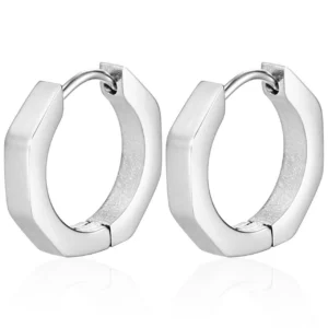 Серьги Конго Octagonal нерж.сталь 16х17х3мм 1 пара Платиновый