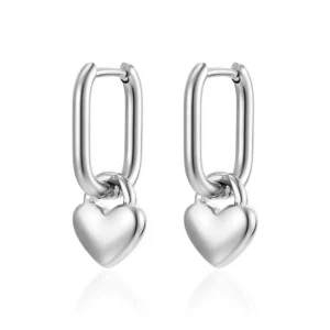 Серьги Конго Love нерж.сталь 24х12х2 мм 1 пара Платиновый