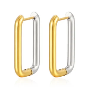 Серьги Конго Rectangular Duo нерж.сталь 26х16х3 мм 1 пара Золотистый/Платиновый