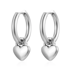 Серьги Конго Love нерж.сталь 24х17х2,5 мм 1 пара Платиновый