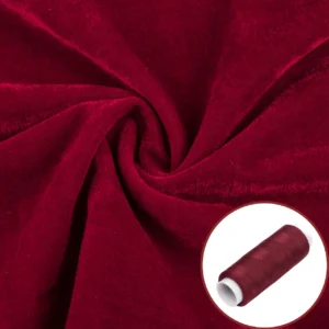 Ткань бархат LuxFabric полиэстер 330 г/м² 1,60 м 1 м + Нить полиэстер 360 м 1 шт. Бордовый