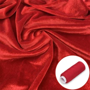 Тканина оксамит стрейч LuxFabric поліестер 400 г/м² 1,65 м 1 м + Нитка поліестер 360 м 1 шт. Червоний