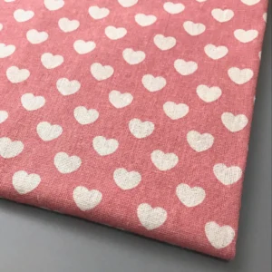Ткань 55% лен 45% хлопок 180 г/м² 1,5 м 1 м принт Heart of love Pink