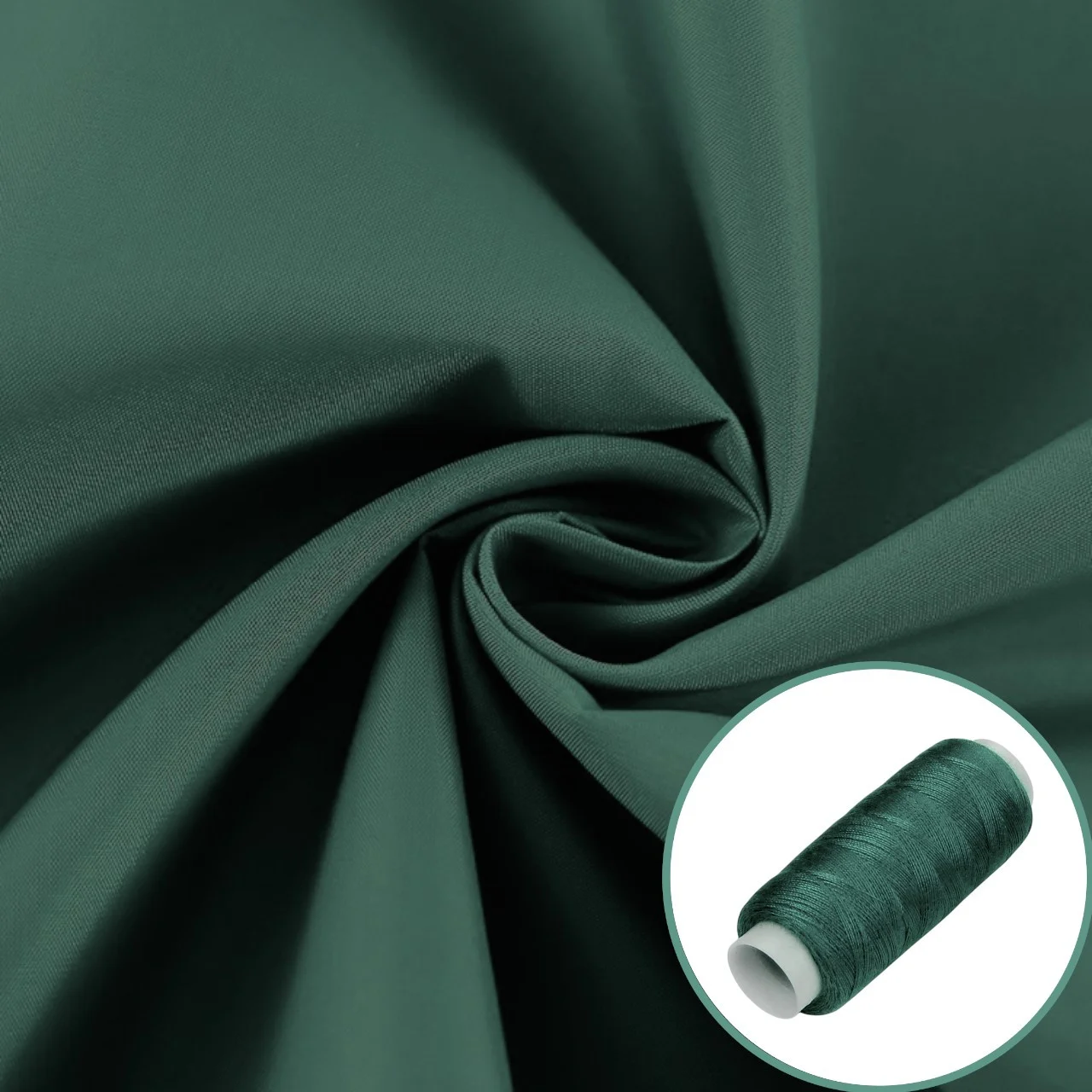 Тканина плащова Канада LuxFabric 110 г/м² 1,50 м 1 м + Нитка поліестер 360 м Зелений темний