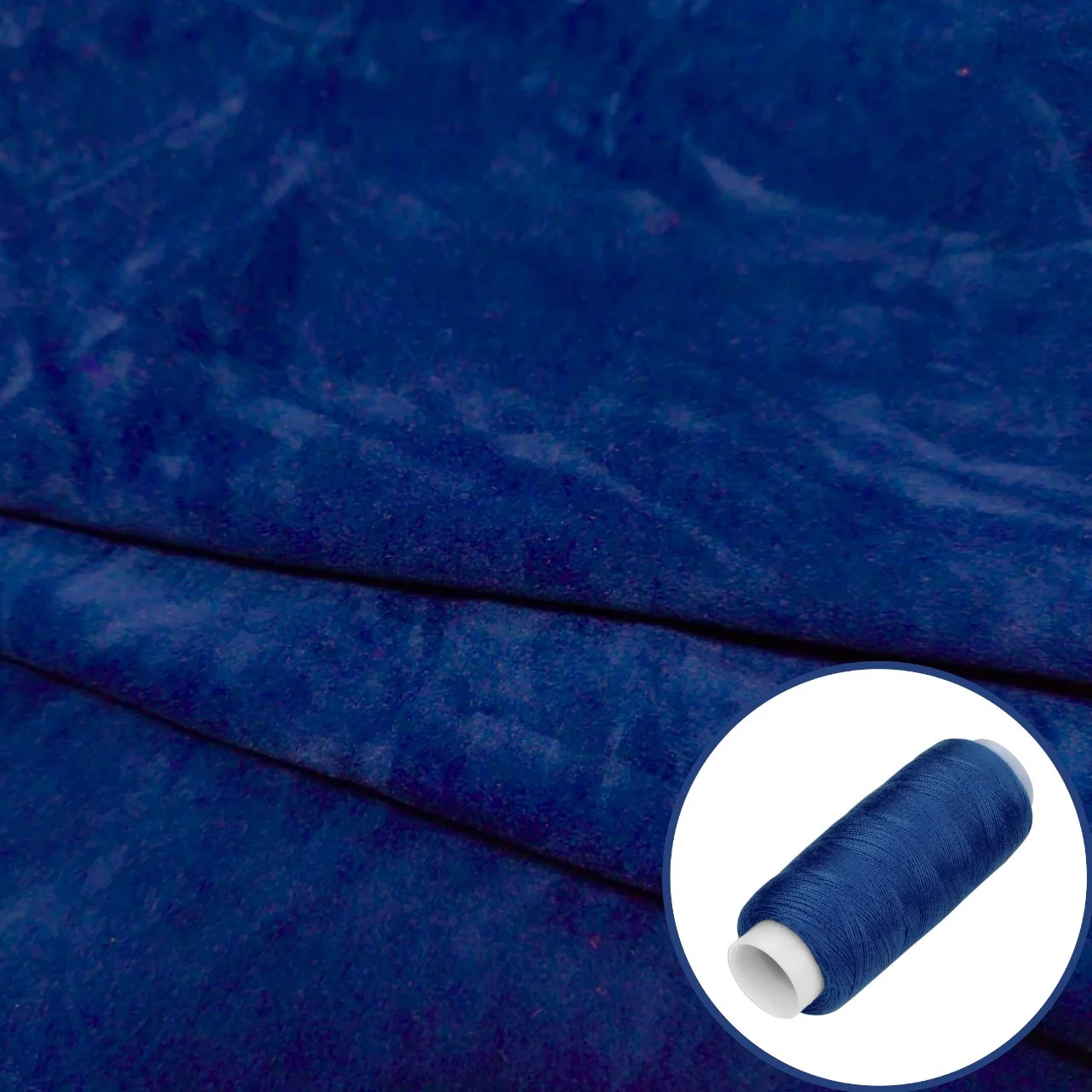 Ткань бархат LuxFabric 160 г/м² 1,50 м 1 м + Нить полиэстер 360 м Электрик