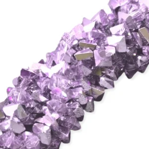 Намистини Swarovski огранювання трикутник 4 мм Ø 1 мм 35 см (+-130 шт.) Бузковий напівпрозорий металік