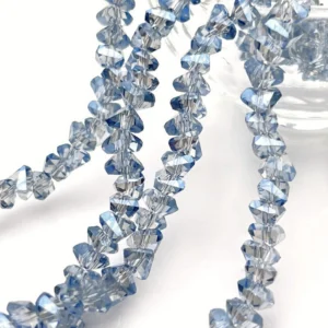 Намистини Swarovski огранювання трикутник 4 мм Ø 1 мм 35 см (+-130 шт.) Сріблястий АВ прозорий