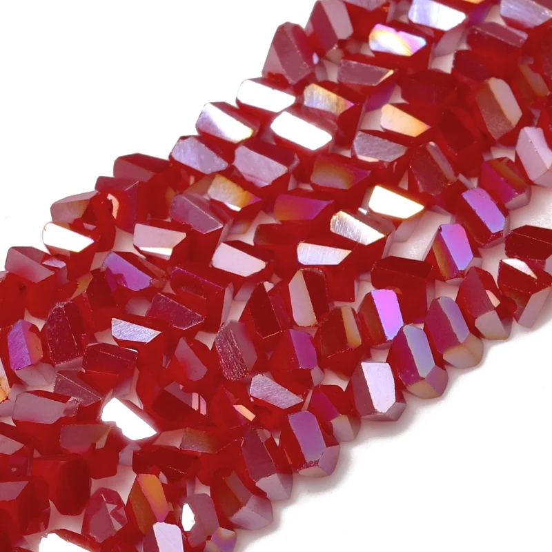 Намистини Swarovski огранювання трикутник 3 мм Ø 0,8 мм 27 см (+-130 шт.) Червоний АВ прозорий