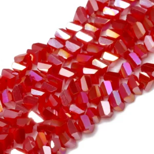 Бусины Swarovski огранка треугольник 4 мм Ø 1 мм 35 см (+-130 шт.) Алый АВ прозрачный