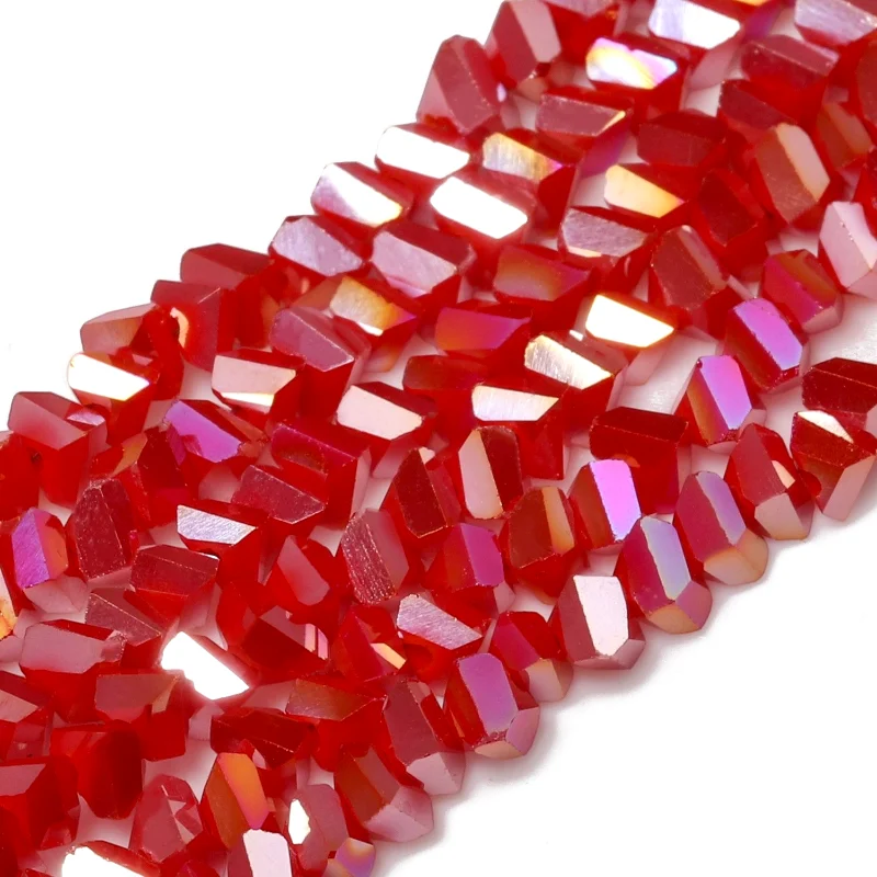 Намистини Swarovski огранювання трикутник 6 мм Ø 1 мм 30 см (+-85 шт.) Червоногарячий АВ прозорий