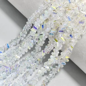 Намистини Swarovski огранювання трикутник 6 мм Ø 1 мм 30 см (+-85 шт.) Прозорий АВ+