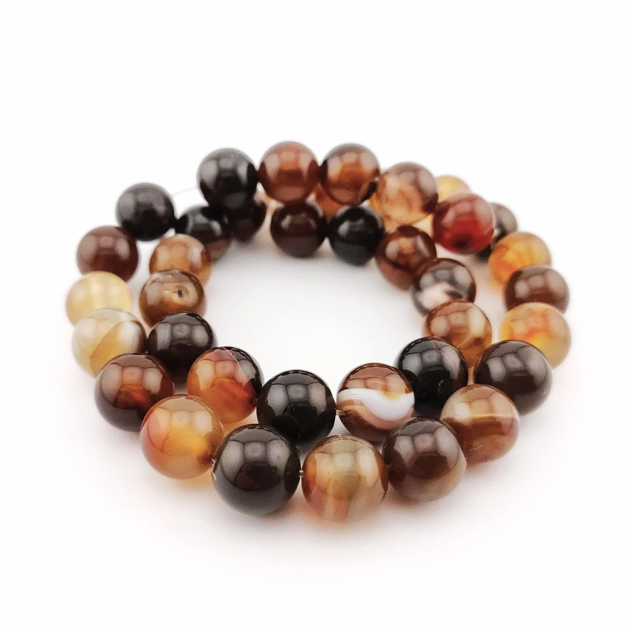Агат коричневий намистини з каменю 6 мм +-37 см 1 шт.