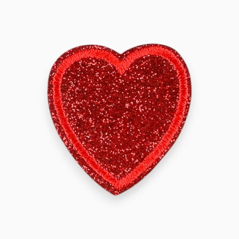 Термоаплікація Heart вишита з глітером 3,1х3,2 см 1 шт. Червоний