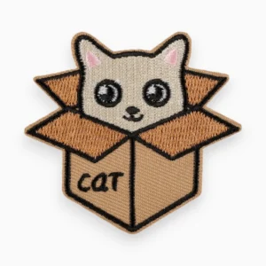 Термоаппликация Cat in a box вышитая 6х6,5 см 1 шт. Коричневый