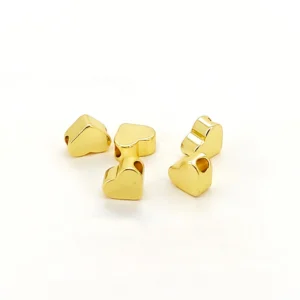 Бусины Heart медные 18К позолота 6х3 мм Ø 1,6 мм 5 шт. Золото