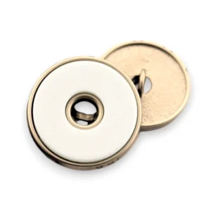 Гудзик Double circle LuxFabric на ніжці метал 25 мм 1 шт. Білий/бежевий матовий