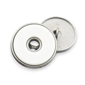 Гудзик Double circle LuxFabric на ніжці метал 18 мм 1 шт. Білий/сірий матовий