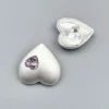 Пуговица Heart Diamond LuxFabric на ножке металл 16х16 мм 1 шт. Серебристый/Розовый