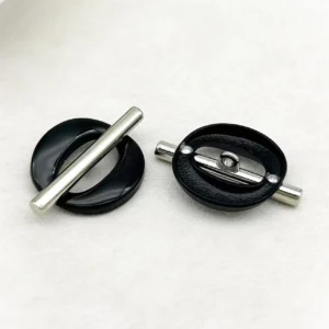 Пуговица Oval stripe LuxFabric на ножке металл 21х15 мм 1 шт. Серебристый/Черный
