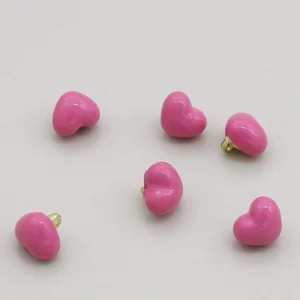 Пуговица Heart full LuxFabric на ножке металл 10х8 мм 1 шт. Розовый