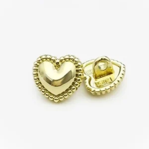 Пуговица Heart ornament LuxFabric на ножке металл 11х10 мм 1 шт. Золотистый яркий