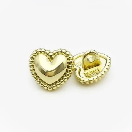 Гудзик Heart ornament LuxFabric на ніжці метал 11х10 мм 1 шт. Золотистий яскравий