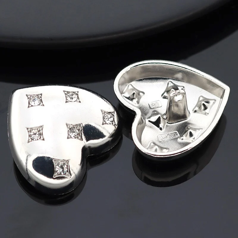 Пуговица Heart Six Diamonds LuxFabric на ножке металл 25х23 мм 1 шт. Платина