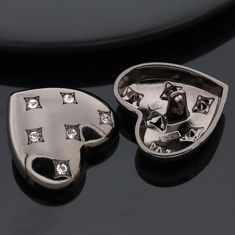 Гудзик Heart Six Diamonds LuxFabric на ніжці метал 23х21 мм 1 шт. Чорний нікель