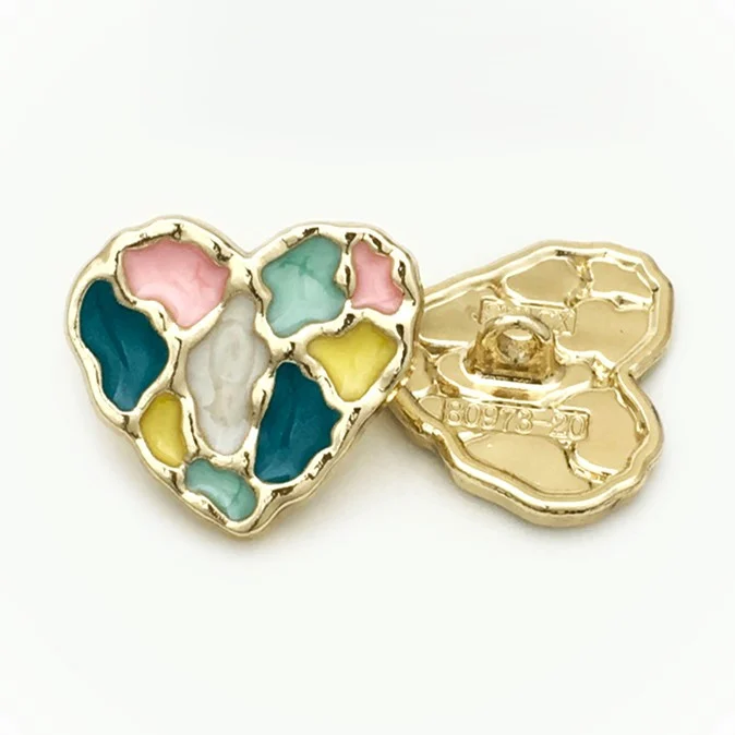 Пуговица Colorful heart LuxFabric на ножке металл/эмаль 20х18 мм 1 шт. Разные цвета