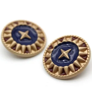 Гудзик Vintage star LuxFabric на ніжці метал/емаль 23 мм 1 шт. Синій
