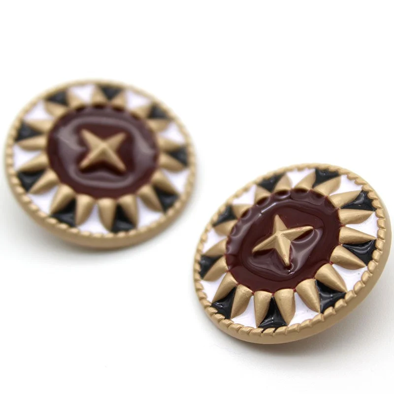 Гудзик Vintage star LuxFabric на ніжці метал/емаль 18 мм 1 шт. Бордовий