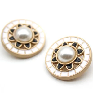Гудзик Vintage pearl LuxFabric на ніжці метал/емаль 23 мм 1 шт. Білий
