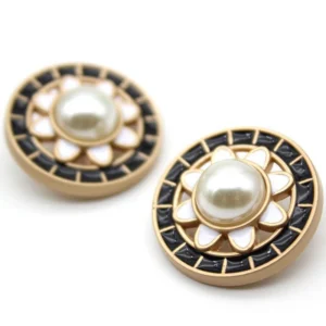Гудзик Vintage pearl LuxFabric на ніжці метал/емаль 18 мм 1 шт. Чорний