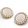 Пуговица Vintage pearls LuxFabric на ножке металл/эмаль 23 мм 1 шт. Белый
