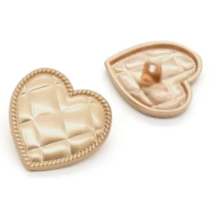 Пуговица Quilted heart LuxFabric на ножке металл 20х20 мм 1 шт. Бежевый матовый
