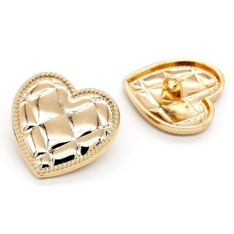 Гудзик Quilted heart LuxFabric на ніжці метал 20х20 мм 1 шт. Золотистий