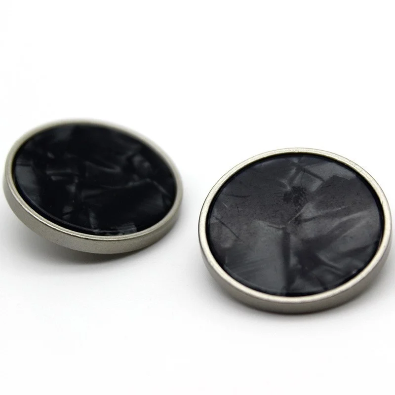 Пуговица Pearl сircle thin LuxFabric на ножке металл 22 мм 1 шт. Черный