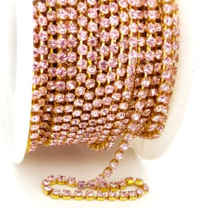Стразовий ланцюг ss8 (2,5 мм) 1 м Rose gold