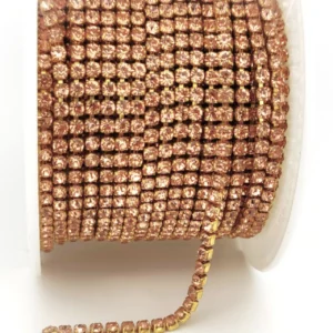 Стразовий ланцюг ss6 (2 мм) 1 м LCT Сhampagne Rose gold