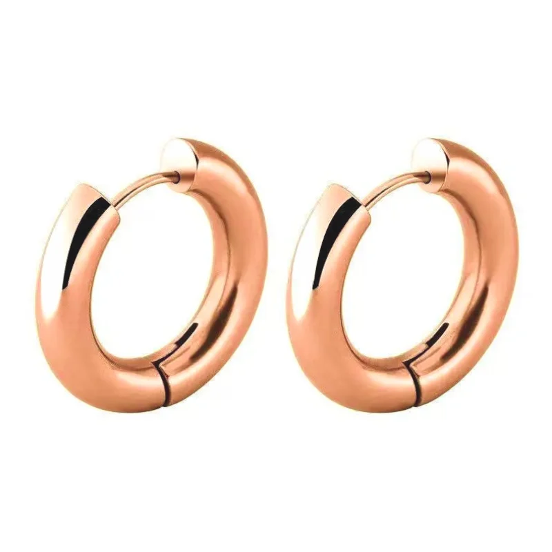 Сережки Конго Ring нерж.сталь 25х2,5 мм Ø 20 мм 1 пара Рожеве золото