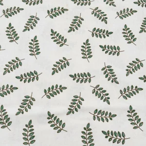 Ткань 55% лен 45% хлопок 160 г/м² 1,5 м 1 м принт Green leaves