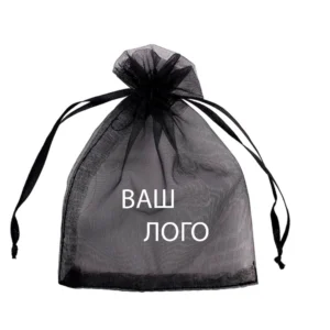 Мешочек из органзы 13×18 см (±5 мм) чёрный с вашим логотипом