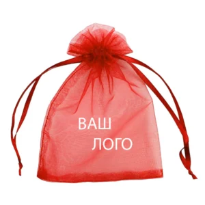 Мешочек из органзы 9×12 см (±5 мм) красный с вашим логотипом